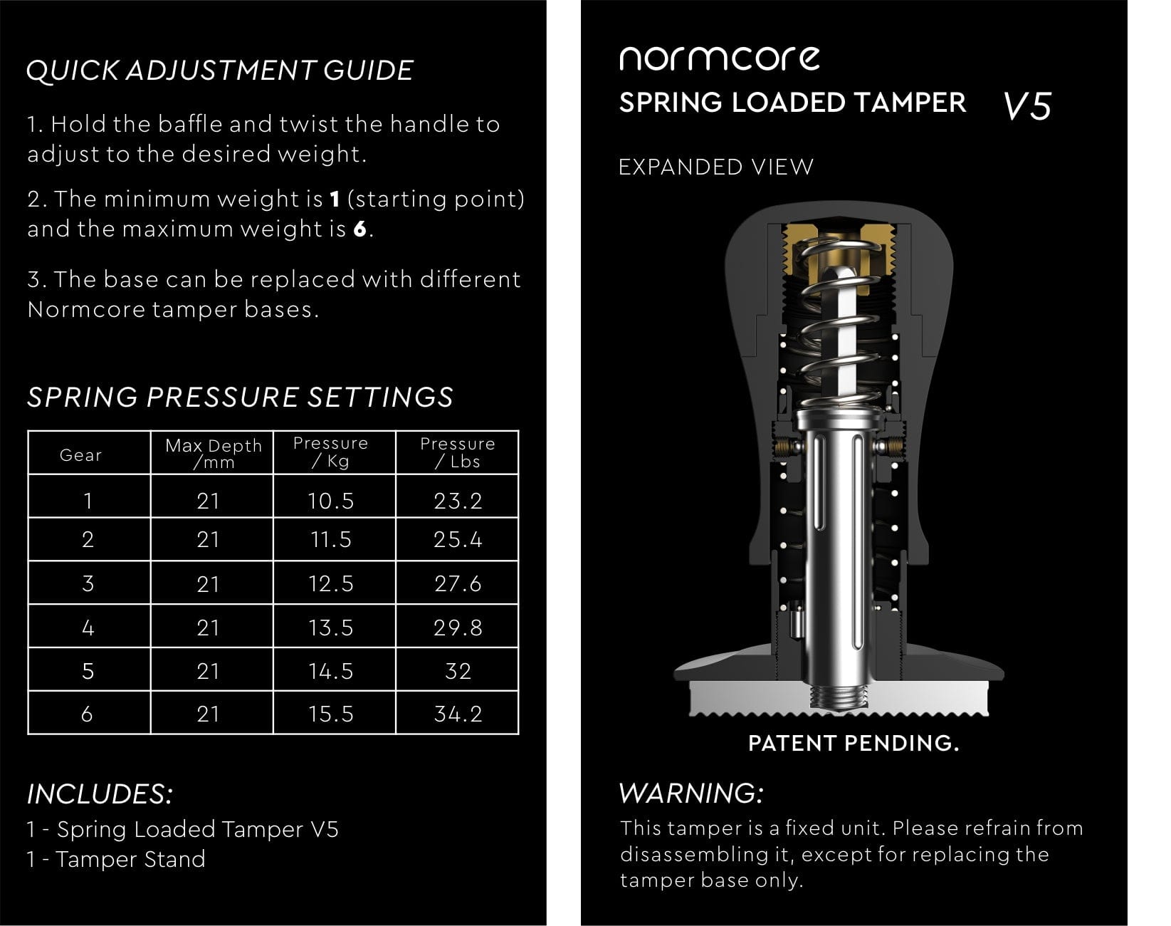 Tamper con resorte Normcore / V4 con revestimiento de PVD de titanio - Base plana